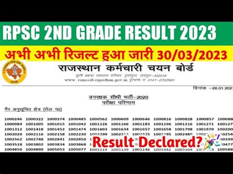 Rpsc 2nd Grade Result 2023 Kaise Dekhe RPSC 2nd Grade Teacher Result