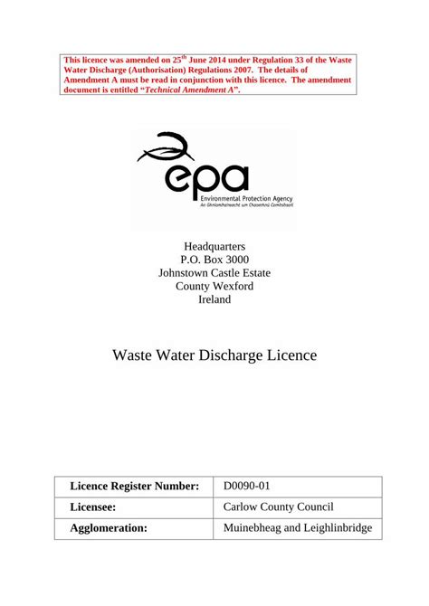 PDF Waste Water Discharge Licence Capacity Of 4 500 P E Waste