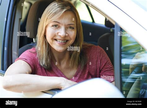 Portrait Of Mature Woman Driving Car Stock Photo Alamy