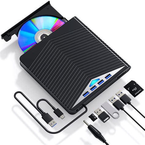 Aelrsoch 5 in 1 External Blu-ray Drive, USB 3.0 Type-C Blu-Ray Burner