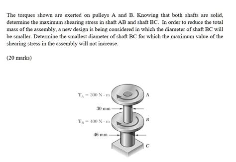 Solved Mechanics Of Materials The Torques Shown Are Exerted On Pulleys