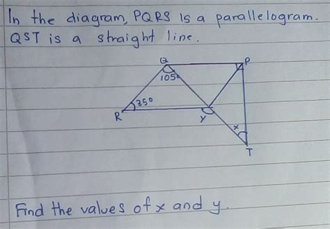 Solved In The Diagram Pqrs Is A Parallelogram Qst Is A Straight Line