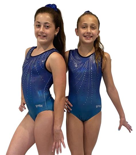 Blue And Emerald Shiny Foil Mystique Ombre Sleeveless Leotard For