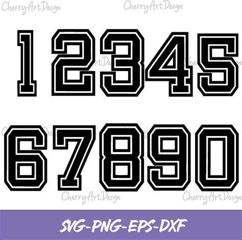 Jersey Numbers Svgpngdxfepsjersey Numbers With Outline Clipart