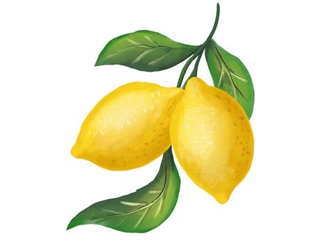 Premium Photo Lemon Citrus Fruit Watercolor Hand Drawn Style Isolate In White Background