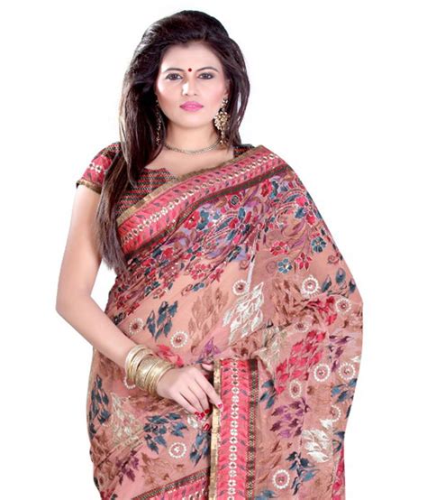 Surat Tex Net Printed Saree With Blouse Piece Buy Surat Tex Net