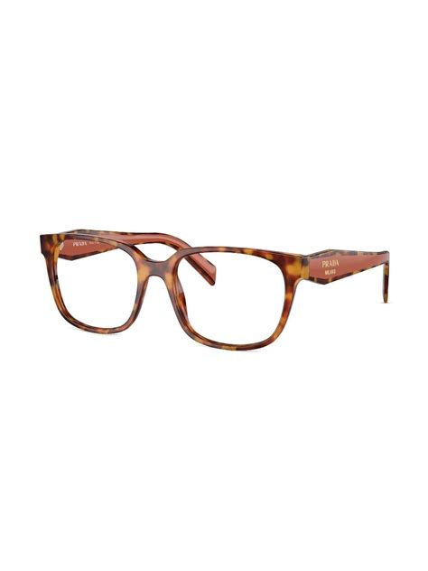 Prada Eyewear Square Frame Glasses Brown FARFETCH