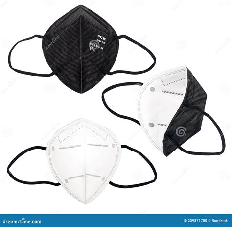 Black Ffp2 Mask from Different Angles Stock Photo - Image of isolated