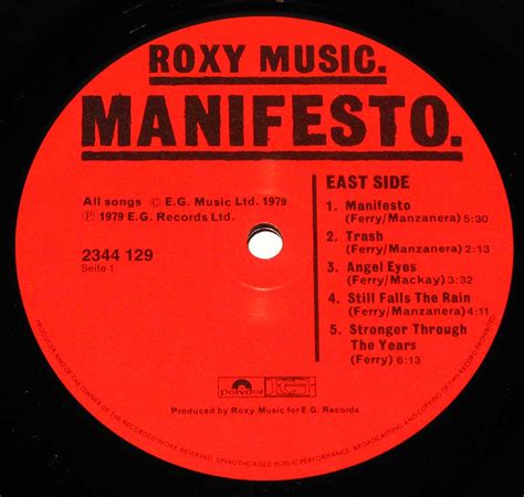 ROXY MUSIC Manifesto Art-Rock Album Cover Photos & Detailed Description ...