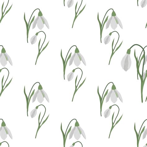 Premium Vector Seamless Pattern With Spring Flowers And Snowdrops