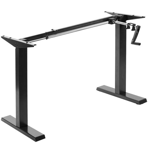 Vivo Black Manual Height Adjustable Stand Up Desk Frame Crank System