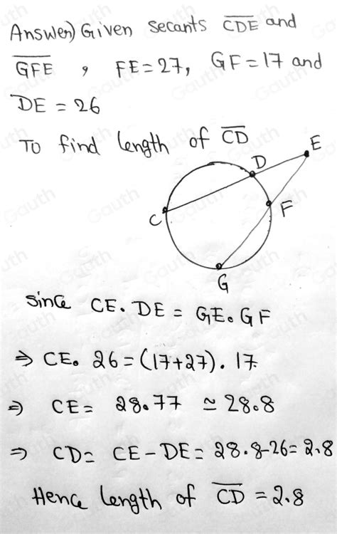 Solved Given The Circle Below With Secants Overline CDE And Overline