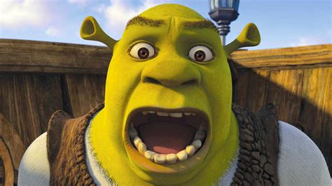 Green Face Shrek With Open Mouth Sky Background Hd Shrek Wallpapers