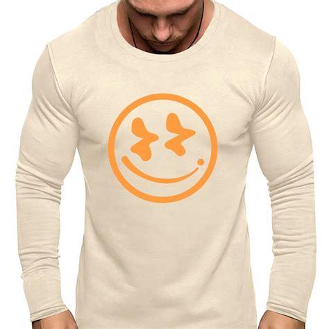 Smile Face Graphic Print Mens Creative Top Casual Plus Size Mid