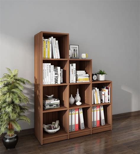 buy cubix book shelf  walnut finish  woodbuzz  modern book