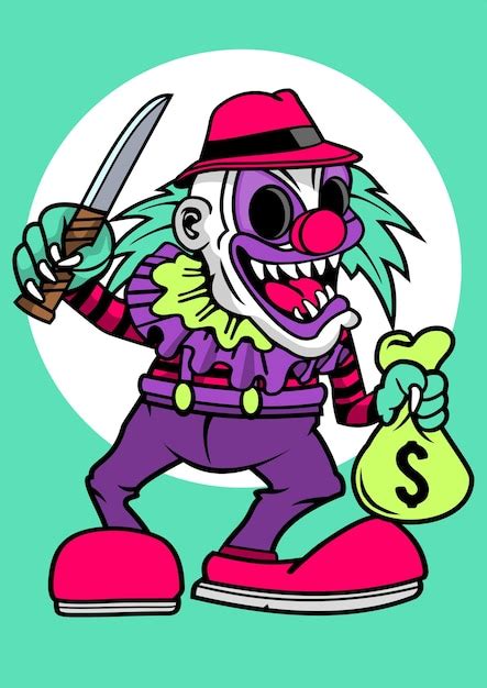 Ilustración de payaso loco dibujado a mano Vector Premium