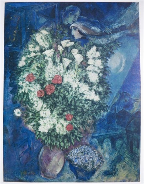 Marc Chagall Exhibition Poster Bouquet With Flying Lovers Etsy