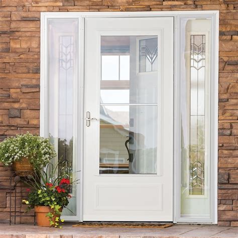 Larson Savannah 30 In X 81 In White Mid View Retractable Screen Wood Core Storm Door With Handle