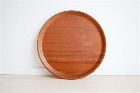 Vintage Mid Century Modern Inch Teak Round Serving Tray By Selandia