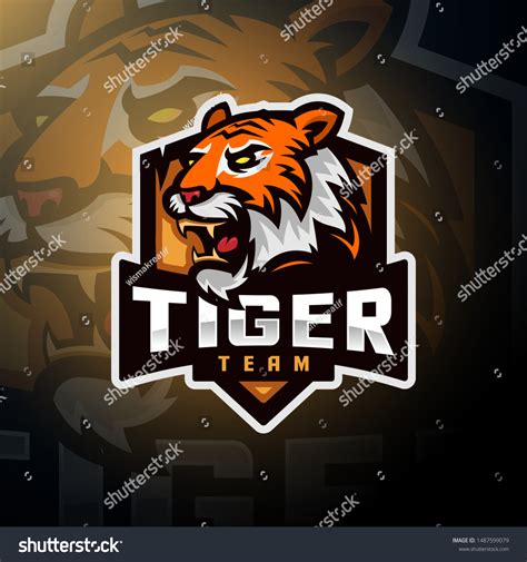 Tiger Head Esport Logo Gaming Stock Vector Royalty Free