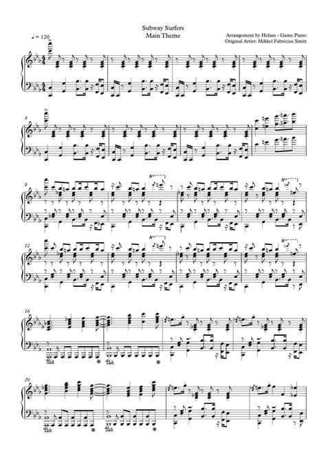 Subway Surfers Main Theme Sheet By Helian Game Piano