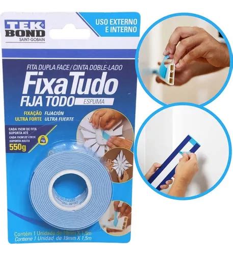 Fita Fixa Tudo Dupla Face Espuma Uso Interno Externo Tekbond