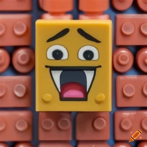 Close Up Of A Lego Brick With A Screaming Face On Craiyon