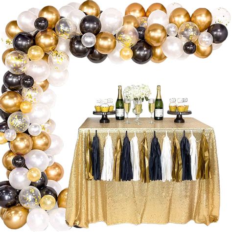 Buy Specool Gold Black Balloon Arch Kit Black White Gold Confetti