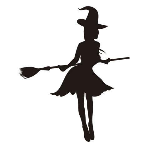 Witch Girl Silhouette With Broom Transparent Png Svg Vector File