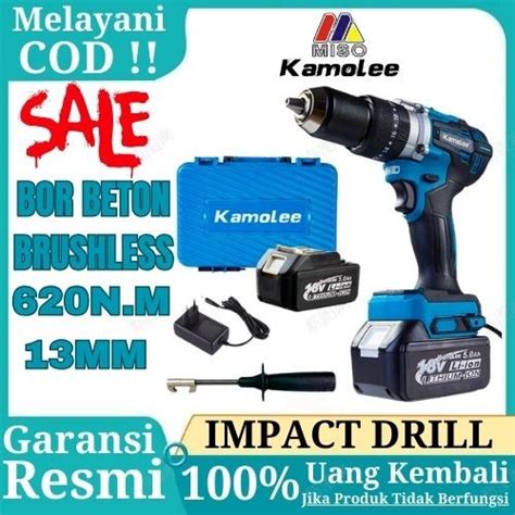 Promo Kamolee Mesin Bor Beton Impact Drill 13mm Brushless 3in1 650N M