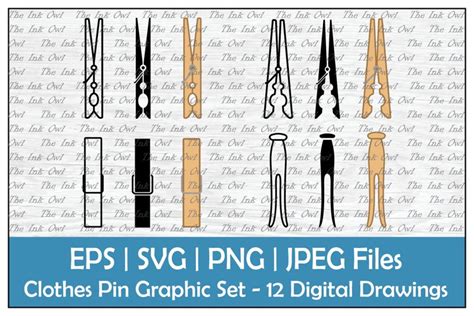 Wood Clothes Pin Outline Silhouette And Color Clipart