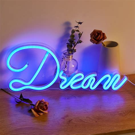 Dream Letter Shape Led Neon Sign Usb Powered For Bedroom Room Wall