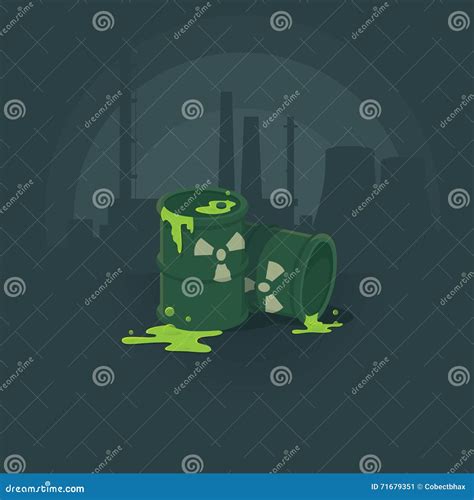 Barrels of Toxic Substances. Pollution the Environment Radiation