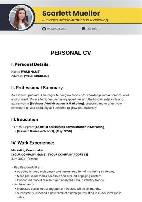 personal cv template  edit