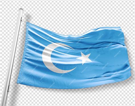 Premium PSD | Wavy flag of National East Turkestan on a transparent