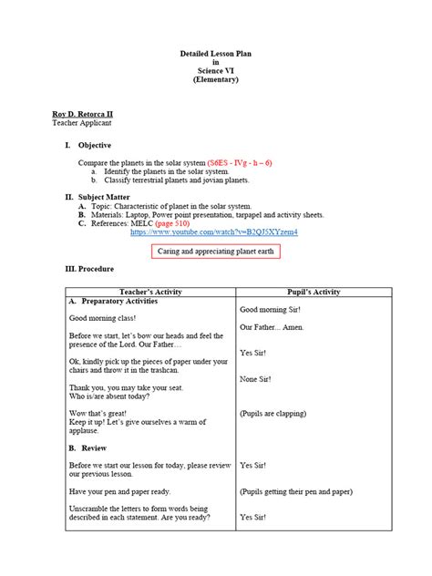 Detailed Lesson Plan in Science VI | PDF | Planets | Solar System