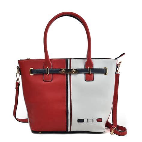 red tote bag  zip top closure wwwbagzonecouk
