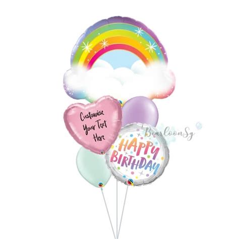 Supershape Rainbow Shape Birthday Balloon Bouquet Bearloonsg