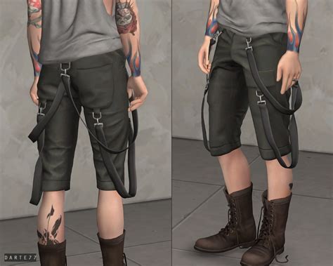 Strap Cargo Shorts Darte77 Custom Content For TS4 Sims 4 Male