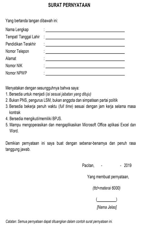 Inilah 8 Contoh Surat Pernyataan Kesediaan Bekerja Penuh Waktu Paling