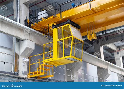 Indoors Overhead Crane With A Cabin Stock Image Image Of Carrying