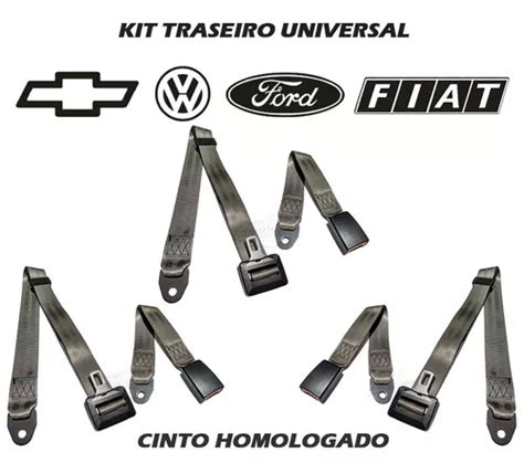 Cinto Seguran A Fiat Uno Kit Traseiro Abdominal Pts Cinza