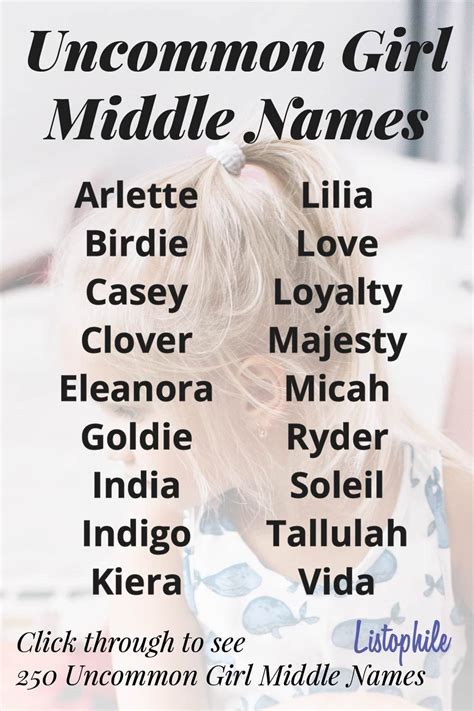 250 Uncommon Middle Names For Girls Artofit