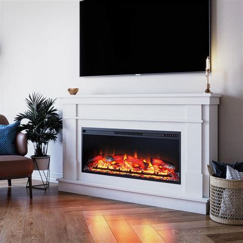 Ameriwood Home Elmdale Wide Mantel With Linear Electric Fireplace