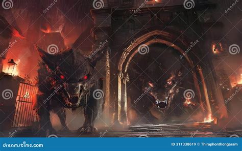 cerberus guards   hell stock illustration illustration  guards