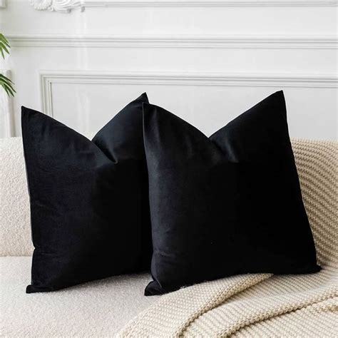 Juspurbet Black Velvet Throw Pillow Covers X Inch Set Of For