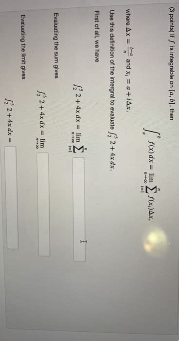 Solved Points If F Is Integrable On A B Then Chegg