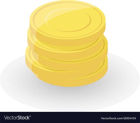 Gold coin stacks on white background Royalty Free Vector