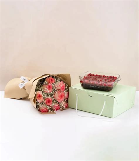 Chocolate Cherry Casserole Pink Roses Bundle By Sugar Daddy S Bakery