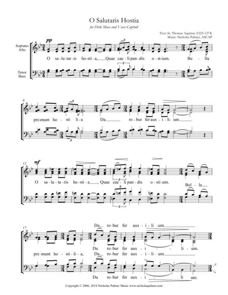 O Salutaris Hostia By Nicholas Palmer 4 Part Digital Sheet Music Sheet Music Plus